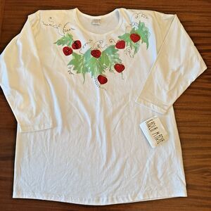 Vintage 90s NWT Karla Marie Painted Strawberry Tunic Pullover – Women’s One Size